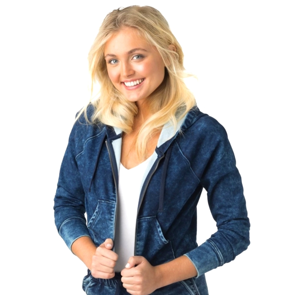 Levi's denizen stonewashed denim crop hoodie jacket XS - Picture 1 of 7